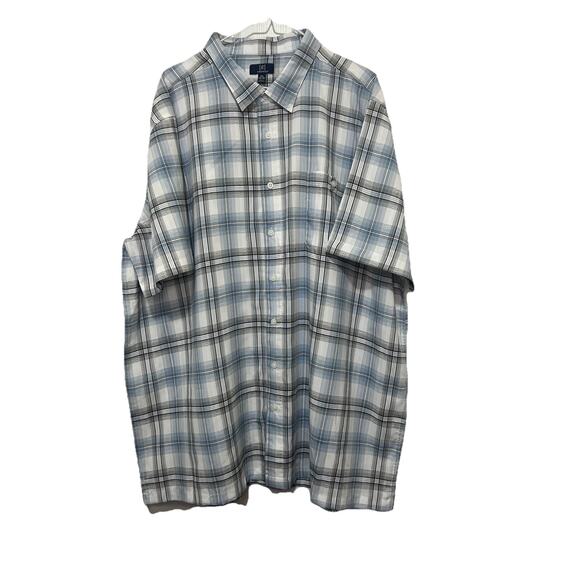 GEORGE Mens 3XL Blue And White Plaid Big And Tall Button Down Shirt NWOT. - Picture 1 of 9